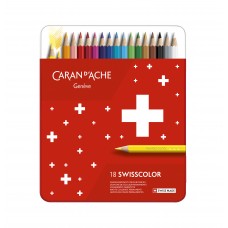 Набір Водостійких Олівців Caran d'Ache Swisscolor Металевий бокс, 18 кольорів (7630002342575)