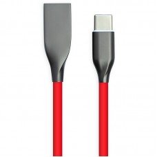 Кабель PowerPlant USB - Type-C, 1м, silicone, red (CA911387)