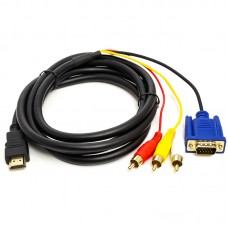 Кабель PowerPlant HDMI (M) - VGA (M) / 3*RCA (M), 1080p, 1м (CA912018)