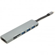 Перехідник PowerPlant USB 3.1 Type-C - USB Hub, HDMI, Card Reader (CA912094)