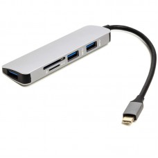 Перехідник PowerPlant USB Type-C - 3 USB 3.0 Ports + TF/SD Card Reader (CA912100)