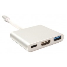 Мультипортовий адаптер PowerPlant USB Type-C to HDMI/USB, 0.15м (KD00AS1306)