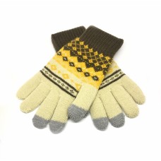 Перчатки для сенсорных экранов Touch Gloves with ornament beige/brown size (M)