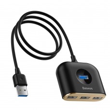 Мультипортовий адаптер Baseus Square round 4in1 USB HUB 1m, Black (CAHUB-AY01)