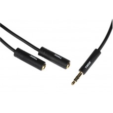 Розгалужувач для навушників 2E Adapter 2x3.5mm, Black (2E-W9697)