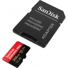 Карта памяти SanDisk 256GB microSDXC C10 UHS-I U3 A2 R170/W90MB/s Extreme Pro V30 + SD