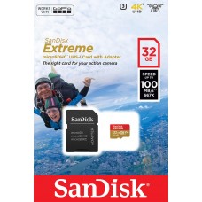Карта памяти SanDisk 32GB microSDHC V30 A1 UHS-I U3 R100/W60MB/s 4K Extreme Action + SD