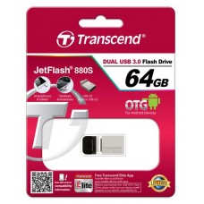 Накопитель Transcend 64GB USB 3.0 JetFlash 880 OTG Metal Silver