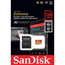 Карта памяти SanDisk 128GB microSDXC C10 UHS-I U3 R160MB/s Extreme V30 + SD адаптер