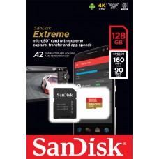 Карта памʼяті SanDisk 128GB microSDXC C10 UHS-I U3 R160MB/s Extreme V30 + SD адаптер