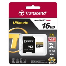 Карта памяти Transcend 16GB microSDHC C10 UHS-I U3 Ultimate + SD Adapter (TS16GUSDU3M)