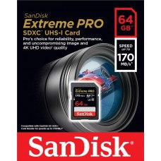 Карта памяти SanDisk 64GB SDXC C10 UHS-I U3 R170/W90MB/s Extreme Pro
