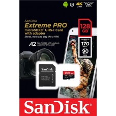 Карта памяти SanDisk 128GB microSDXC C10 UHS-I U3 A2 R170/W90MB/s Extreme Pro + SD