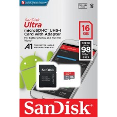 Карта памяти SanDisk 16GB microSDHC A1 C10 UHS-I U1 R98MB/s