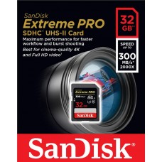 Карта памяти SanDisk 32GB SDHC C10 UHS-II R300/W260MB/s 4K Extreme Pro