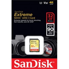 Карта памяти SanDisk 32GB SDHC UHS-I U3 R90/W40MB/s 4K Extreme
