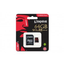 Карта памяти Kingston 64 GB microSDXC class 10 UHS-I U3 Canvas React + SD Adapter SDCR/64GB