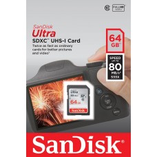 Карта памяти SanDisk 64GB SDXC C10 UHS-I R80MB/s Ultra