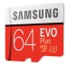 карта памяти SAMSUNG microSDXC 64 GB EVO PLUS UHS-I U3 (R100, W60MB/s)