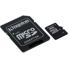 Карта памяти KINGSTON microSDHC 8 GB Class 4 с SD адаптером