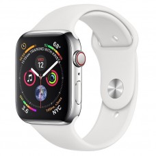 Розумний годинник Apple Watch Series 4 GPS + LTE 44mm Steel with White Sport Band Steel (MTV22)
